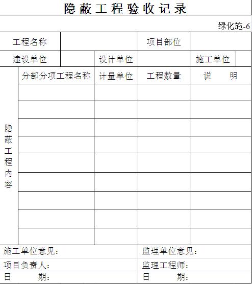 隐蔽工程验收记录