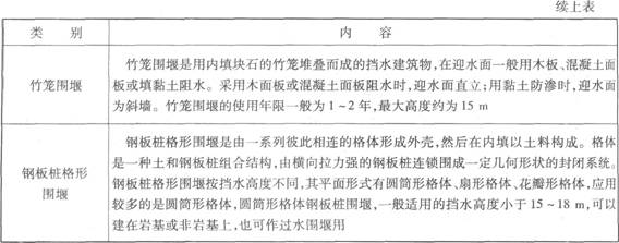 围堰的基本形式及构造