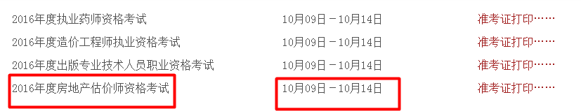 山西人事考试网公布2016年房地产估价师准考证打印入口