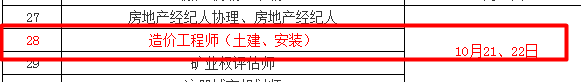 全国2017年造价工程师考试时间为10月21、22日