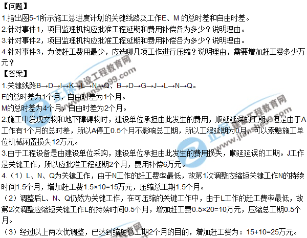 2017监理工程师《案例分析》试题及答案解析（案例五）