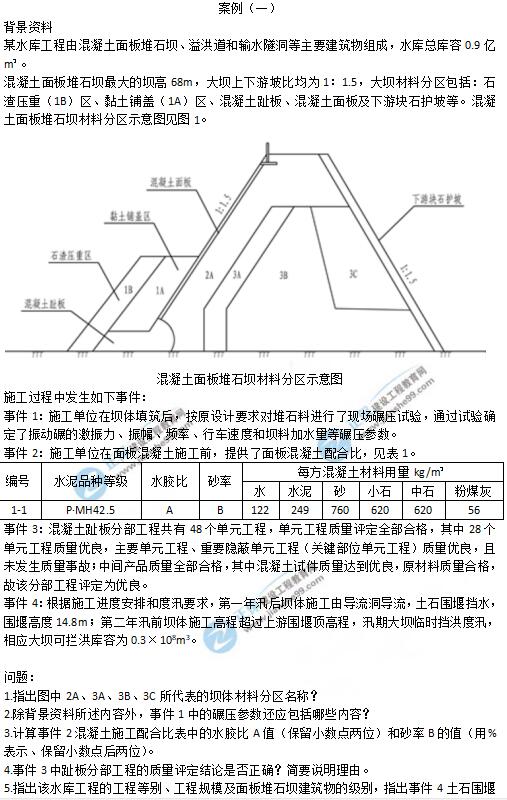 2019年二级建造师《水利工程》试题及答案解析案例一